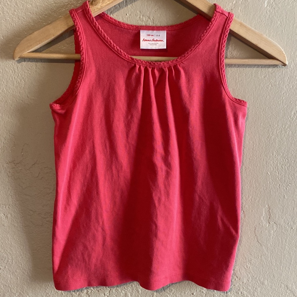 Hanna Andersson Red Sleeveless Tank Shirt 100% Pima Cotton Size 8